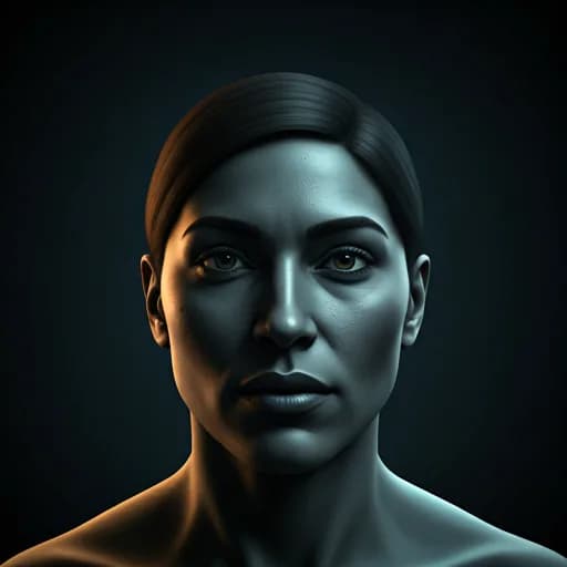 Tribunal futurista com interfaces holográficas